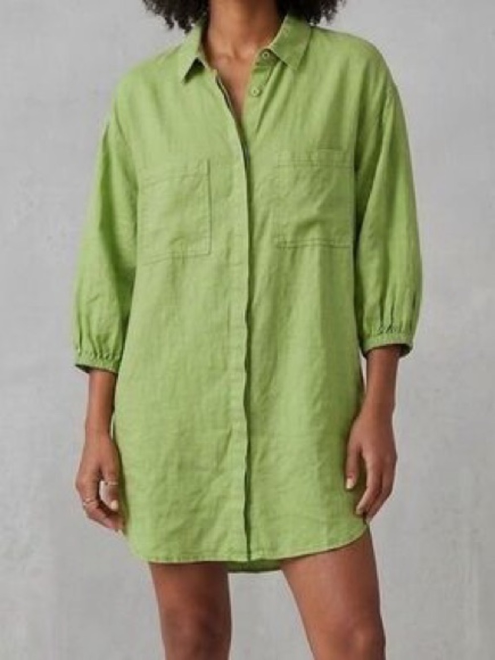 Young Fabulous & Broke Sand Dollar Linen Shirt Dress Oversized Boho Size MEDIUM